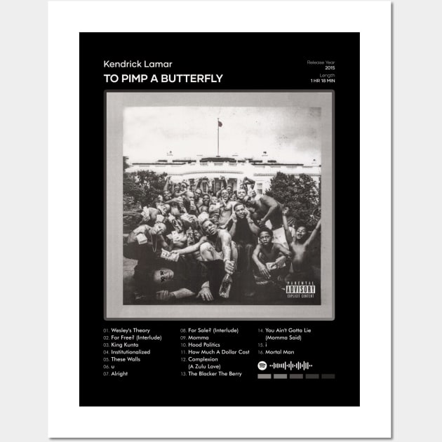 Kendrick Lamar - To Pimp A Butterfly Tracklist Album Wall Art by 80sRetro
